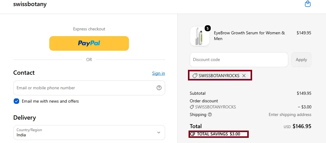 Swissbotany 10% off coupon