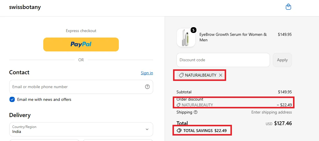 Swissbotany 15% off coupon